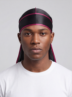 Black & Red Satin Durag