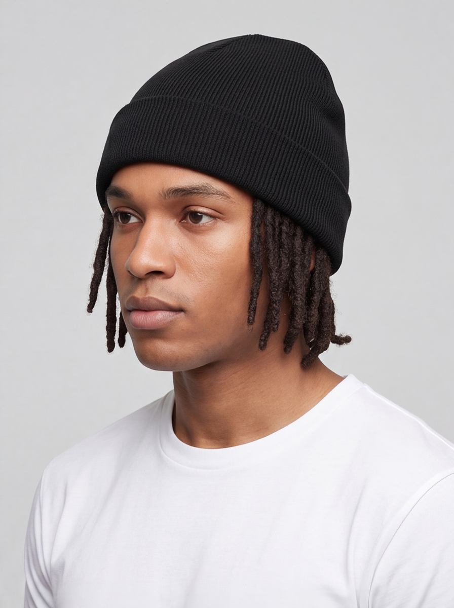 Black Satin Lined Beanie