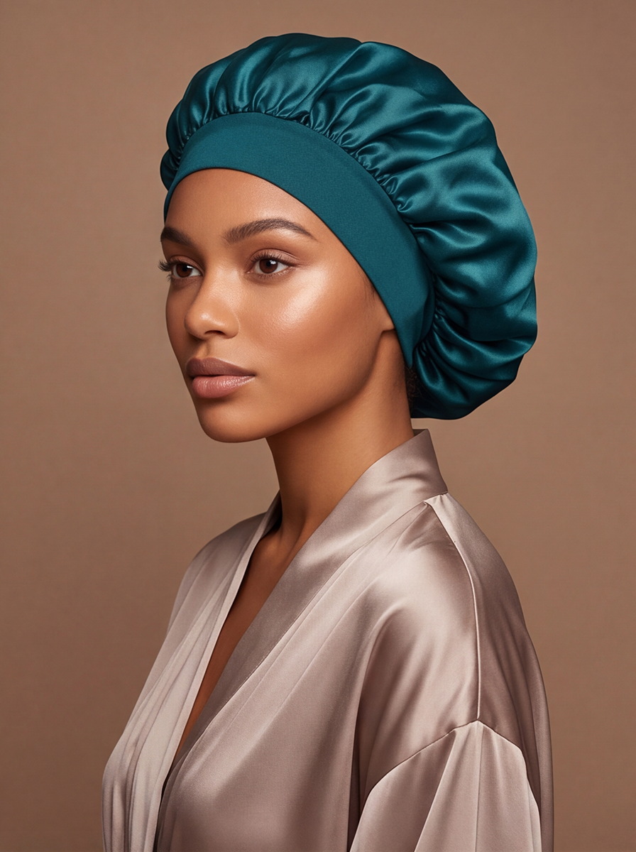 Teal Satin Bonnet