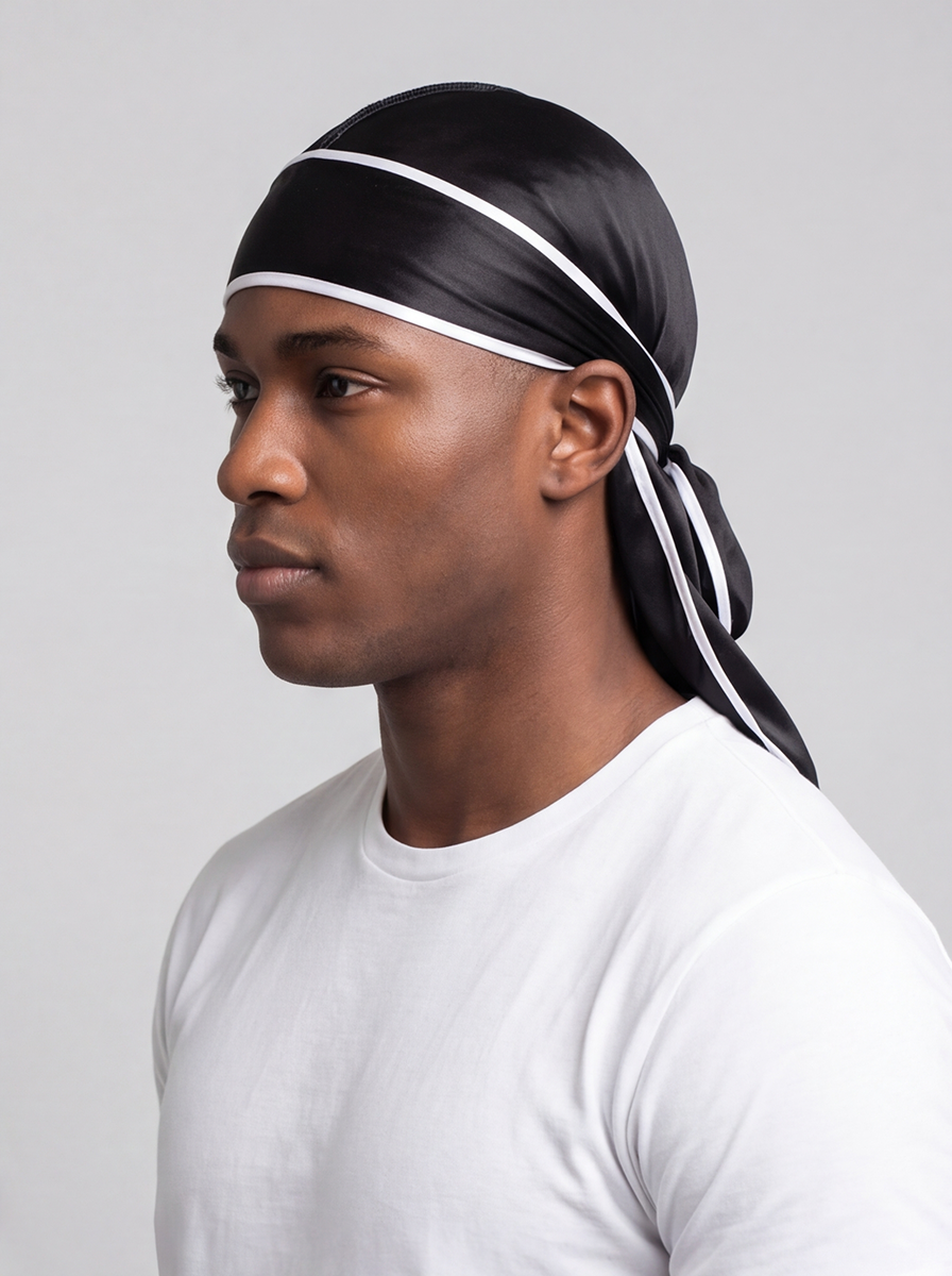 Black & White Satin Durag