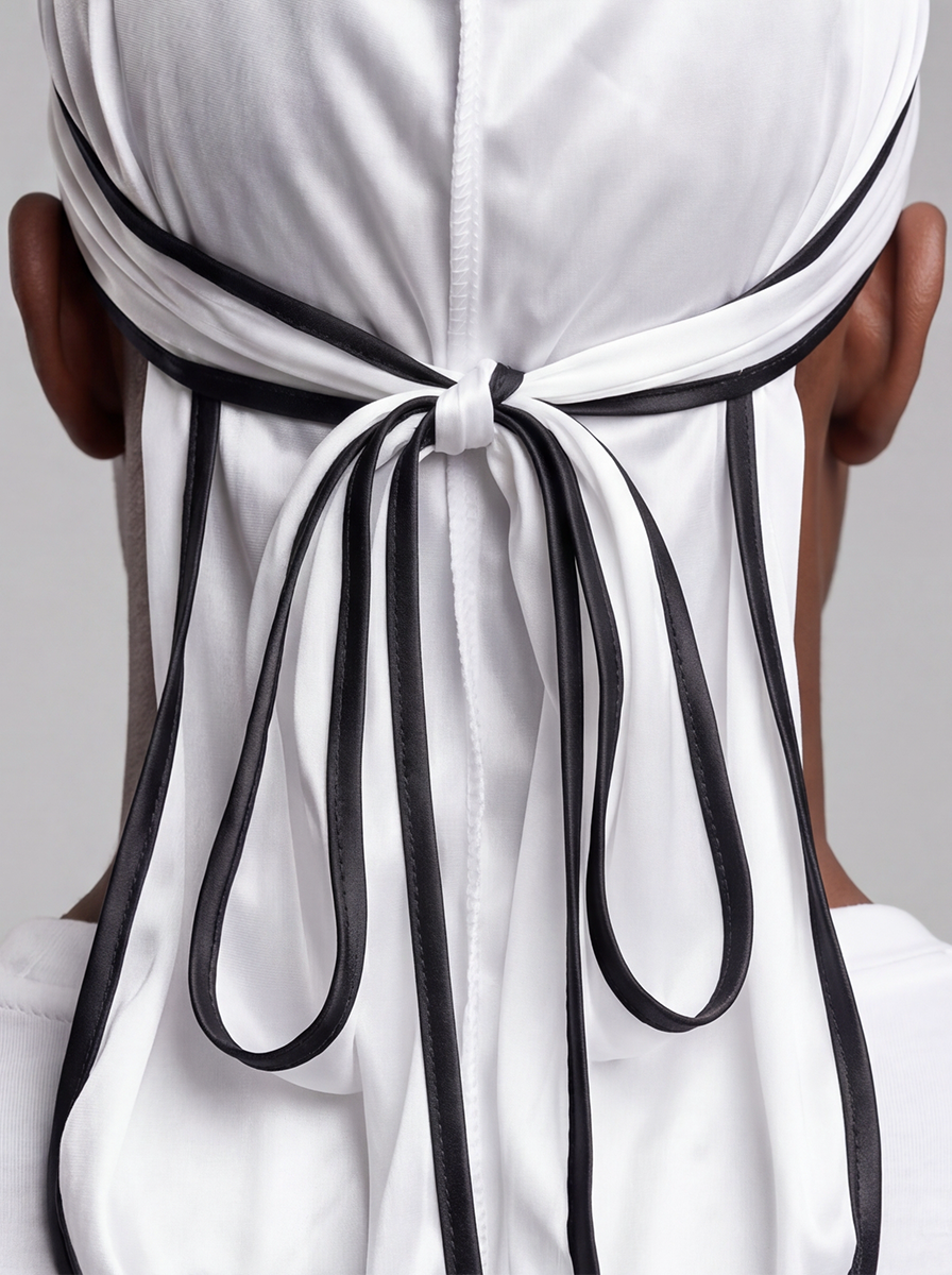 White & Black Satin Durag