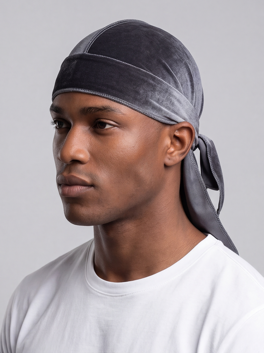 Grey Velvet Durag